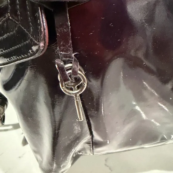 Salvatore Ferragamo Deep Burgundy Patent Shoulder Bag - Picture 5 of 9